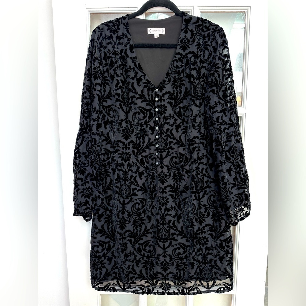 Nanette Lepore Whimsical Goth Romantic Velvet Burnout Midi Dress Size 12 Large L